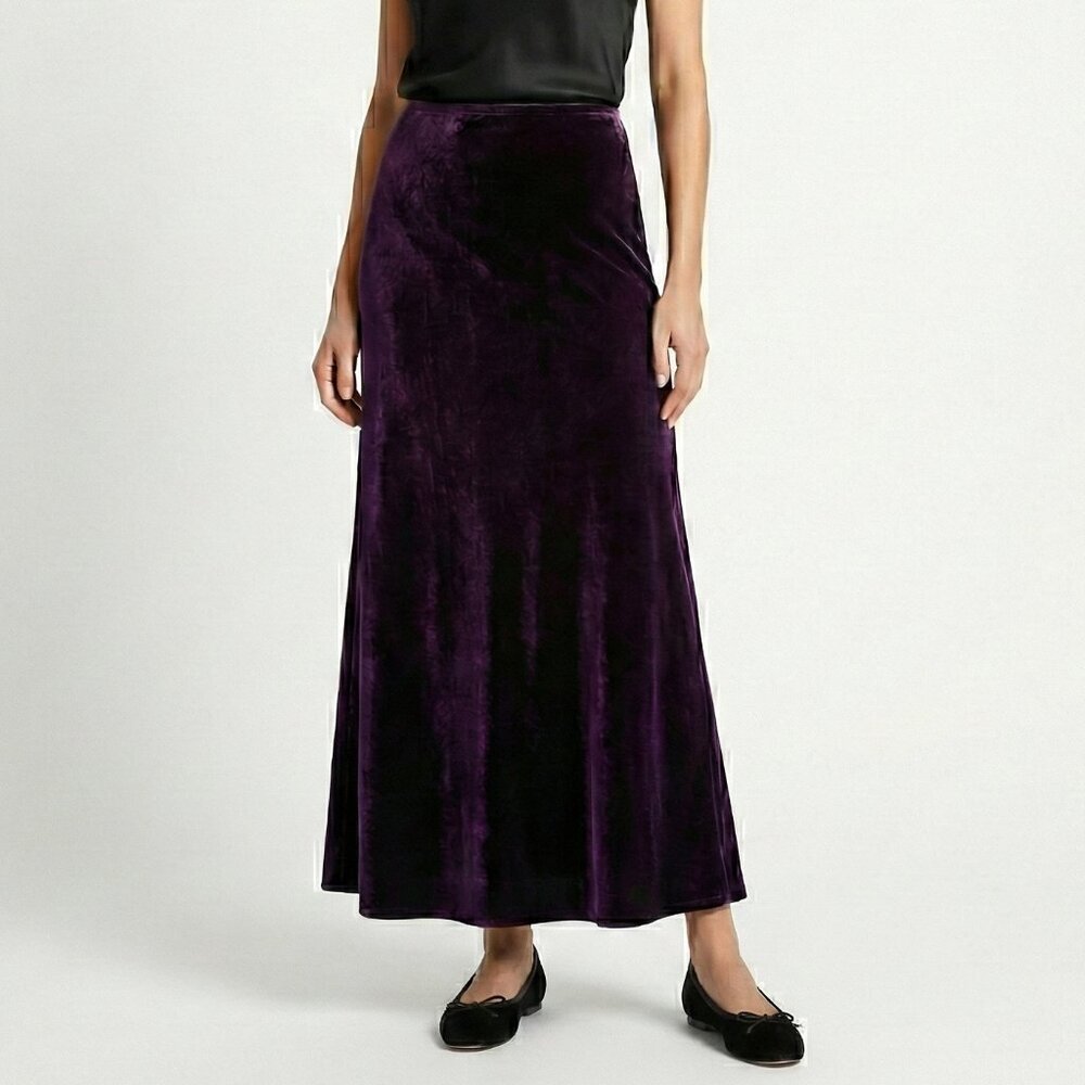 Cut Loose Plum Purple Velvet Maxi Skirt